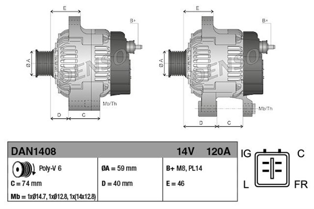 ALTERNATOR JAGUAR S - TYPE 99 - 08