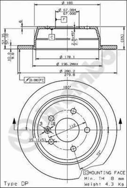 FREN DISKI ARKA MERCEDES VITO W638 96 03