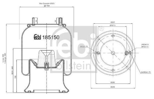 HAVALI SUSPANSIYON KORUGU CELIK PISTONLU FRUEHAUF
