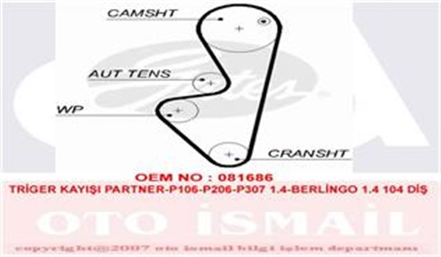 TRIGER KAYISI 104X170 104 DIS PARTNER - P106 - P206 - P307 1.4 - BERLINGO 1.4 CT1067