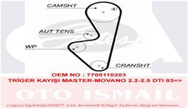 TRIGER KAYISI 089X250 OPEL MOVANO 2.2D 2.5DTI 01 - 06 16V RENAULT NISSAN CT1046 X C