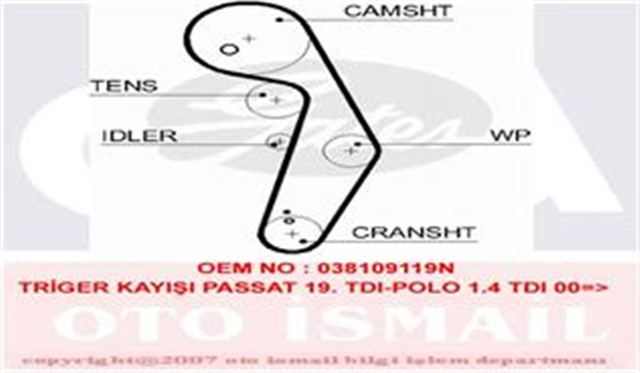 TRIGER KAYISI 120X300 120 DIS PASSAT - BORA - CADDY III 1.9 TDI - POLO 1.4 TDI CT1028X C
