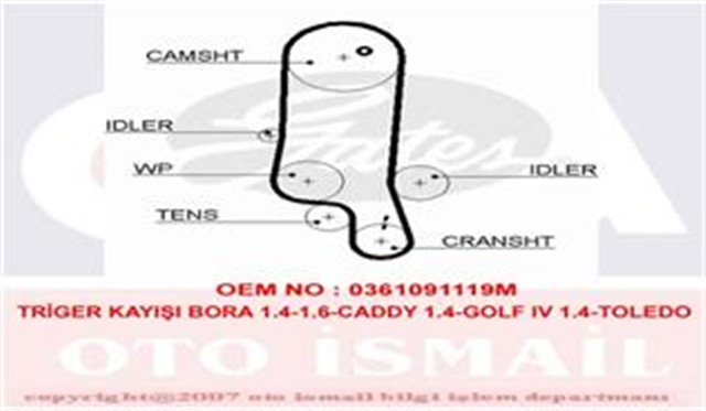 TRIGER KAYISI 130X200 VW BORA GOLF IV - V - PLUS POLO 1.4 - 1.6 16V A2 SEAT SKODA OCTAVIA CT957