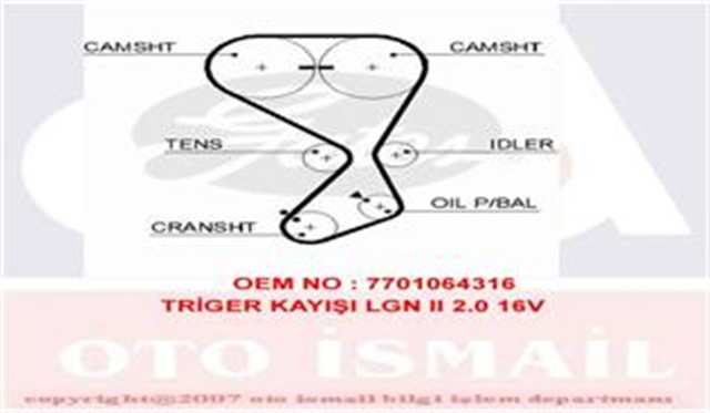 TRIGER KAYISI 126X270 OPEL VIVARO 2.0 16V 00 RENAULT LGN 02 - 07 MGN 02 TRAFIC 01 2.0 16V CT1130