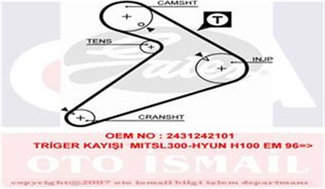 TRIGER KAYISI 163X254 HYUNDAI H100 2.5D 8V 93 - 03 MITSUBISHI L200 2.5D 8V 86 - 96 L300 2.4D 8V 8