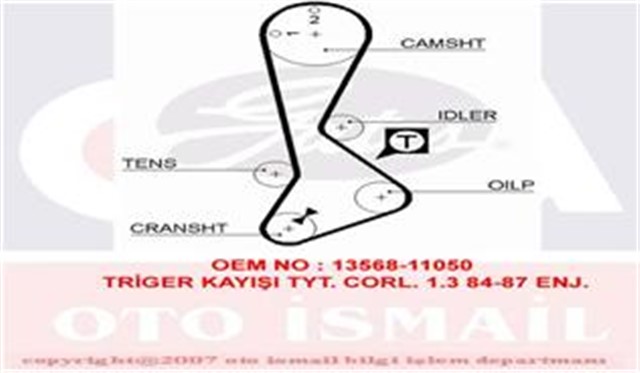 TRIGER KAYISI 123X240 TOYOTA COROLLA 1.3 12V 83 - 01 STARLET 1.3 12V 85 - 95 CT695