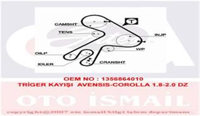 TRIGER KAYISI 177X254 TOYOTA CAMRY 2.0TD 85 - 91 COROLLA 1.8D 8V 82 - 88 AVENSIS 2.0TD 97 - CT583