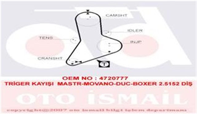 X TRIGER KAYISI 152X300 FIAT DUCATO 2.5D 81 - 90 IVECO RENAULT MASTER 2.4D 8V 83 - 92 TRAFIC 2.4D CT