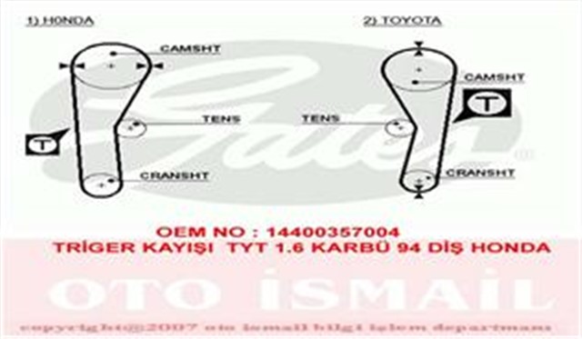TRIGER KAYISI 094X190 TOYOTA HONDA COROLLA 1.6 16V 87 - 92 CIVIC 1.5 8V 74 - 78 CARINA FF 1.5 CT536