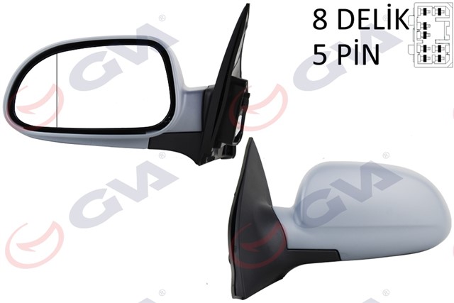 DIS DIKIZ AYNASI SOL LACETTI 05 ELEKTRIKLI ISITMALI ASTARLI ASFERIK 5 FIS VM - 395EHPAL