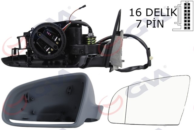 DIS DIKIZ AYNASI SOL A3 03 ELEKTRIKLI ISITMALI 5 KAPILI KATLANIR ASTARLI ASFERIK 7 FIS VM - 010EBAL