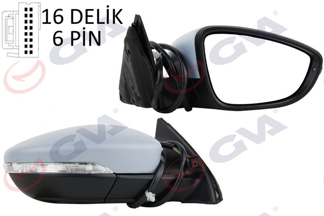 DIS DIKIZ AYNASI SAG PASSAT 11 ELEKTRIKLI ISITMALI SINYALLI ASTARLI KONVEKS 6 FIS VM - 6194EHPR
