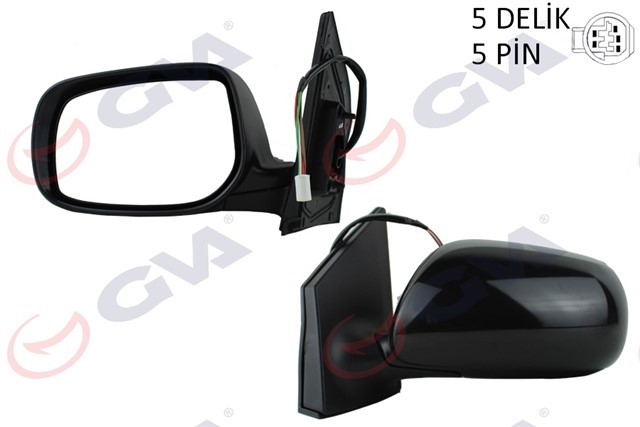 DIS DIKIZ AYNASI SOL COROLLA 08 ELEKTRIKLI ISITMALI ASTARLI KONVEKS 5 FIS VM - 6263NEHPL