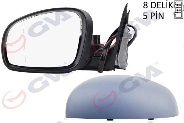 DIS DIKIZ AYNASI SOL FABIA 07 ELEKTRIKLI ISITMALI ASTARLI ASFERIK 5 FIS VM - 607EHPAL