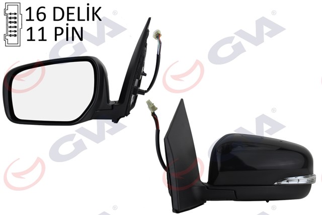 DIS DIKIZ AYNASI SOL KALEOS 10 ELEKTRIKLI ISITMALI SINYALLI KATLANIR SENSORLU SIYAH KAPAK KONVEKS 11 FIS