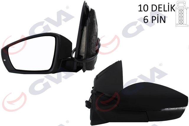 DIS DIKIZ AYNASI SOL POLO 09 ELEKTRIKLI ISITMALI SINYALLI ASFERIK 6 FIS VM - 388NEHAL