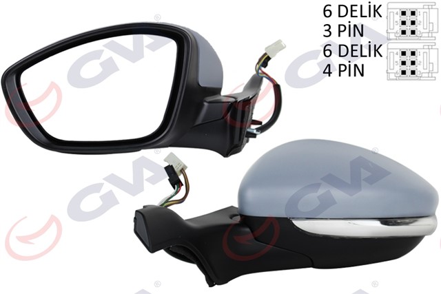 DIS DIKIZ AYNASI SOL P2008 - P208 13 ELEKTRIKLI ISITMALI SINYALLI ASTARLI KONVEKS VM - 509EHPL