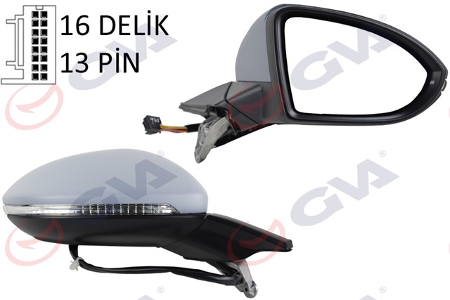 DIS DIKIZ AYNASI SAG GOLF 13 ELEKTRIKLI ISITMALI KATLANIR HAFIZALI SINYALLI ASTARLI KONVEKS 12 FIS VM - 6187EBPCR
