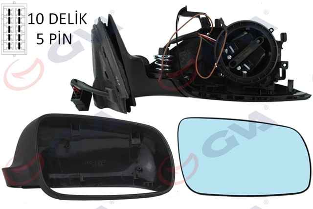 DIS DIKIZ AYNASI SAG A4 94 ELEKTRIKLI ISITMALI MAVI CAM KONVEKS KUCUK TIP 5 FIS VM - 004AL