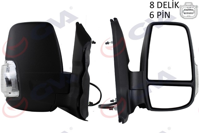 DIS DIKIZ AYNASI SAG TRANSIT 14 ELEKTRIKLI ISITMALI BEYAZ SINYALLI DESENLI KONVEKS 6 FIS VM - 6329EHR