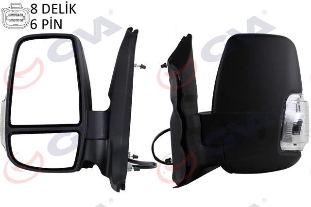 DIS DIKIZ AYNASI SOL TRANSIT 14 ELEKTRIKLI ISITMALI BEYAZ SINYALLI DESENLI KONVEKS 6 FIS VM - 6329EHL
