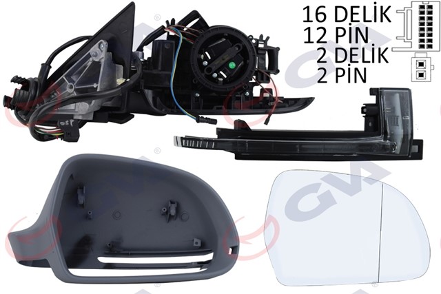 DIS DIKIZ AYNASI SAG A4 08 ELEKTRIKLI ISITMALI KATLANIR ASTARLI ASFERIK VM - 018EBCAR