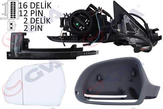 DIS DIKIZ AYNASI SOL A4 08 ELEKTRIKLI ISITMALI KATLANIR ASTARLI ASFERIK VM - 018EBCAL