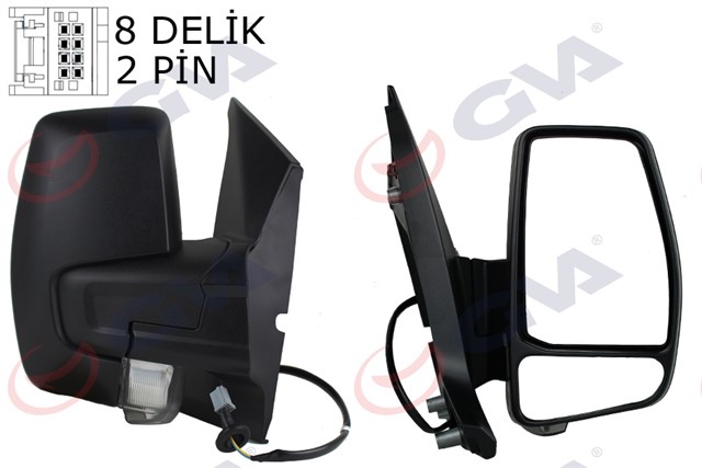 DIS DIKIZ AYNASI SAG TRANSIT CUSTOM V362 12 MEKANIK DESENLI SINYALLI KONVEKS VM - 6325R 1766579 - 682BL5JA6