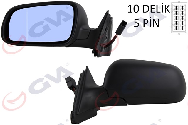 DIS DIKIZ AYNASI SOL A3 96 - 00 ELEKTRIKLI ISITMALI MAVI CAM ASFERIK VM - 042AL