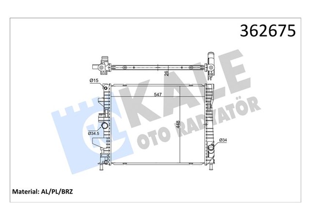 SU RADYATORU FORD FOCUS III 1.0ECOBOOST12 MT BRAZING 547X448X26 F1F18005VE
