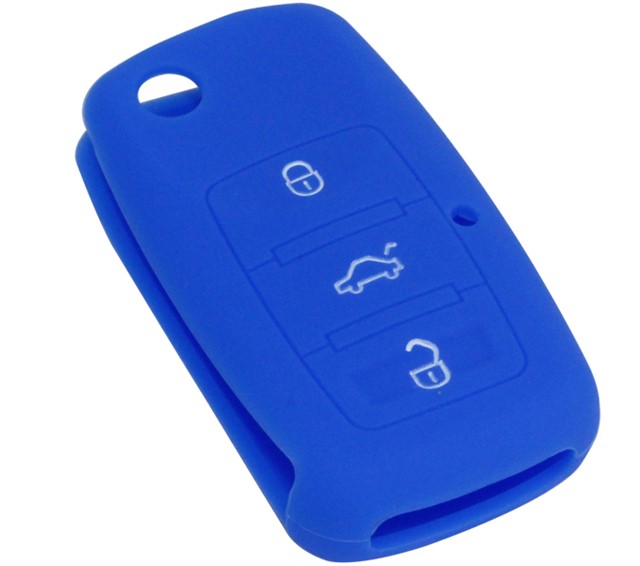 KONTAK ANAHTAR KUMANDA KORUYUCU KILIF SILIKON MAVI VW CADDY - GOLF 5 - TRANSPORTER - POLO - LEON - TOLEDO ALTEA - FABIA