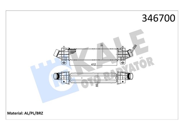 TURBO RADYATORU INTERCOOLER MONDEO III 2.0TDCI 2.2TDCI 00 07 412X90.7X85 AL - PL - BRZ