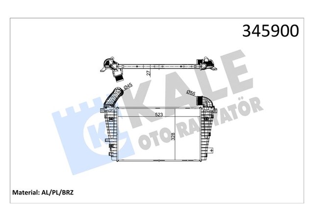 X TURBO RADYATORU INTERCOOLER ASTRA H AL/PL/BRZ 523X328.6X27