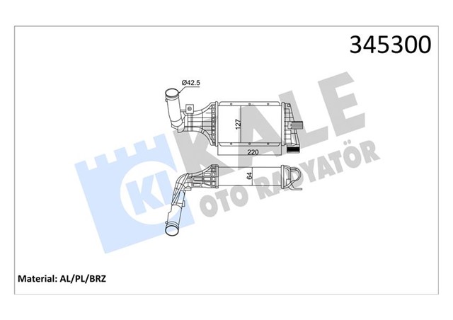 X TURBO RADYATORU INTERCOOLER ASTRA G - ZAFIRA A AL/PL/BRZ 220X127X64