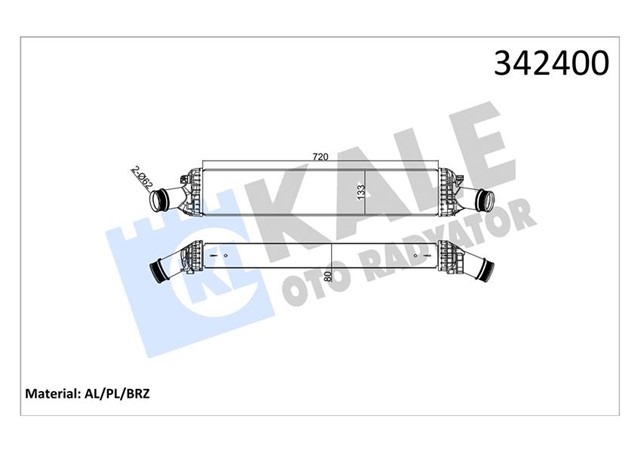 TURBO RADYATORU INTERCOOLER AUDI A4 - A5 - A6 - A7 - A8 - Q5 2.7TDI - 3.0TDI 08 720X134X76 AL - PL - BRZ