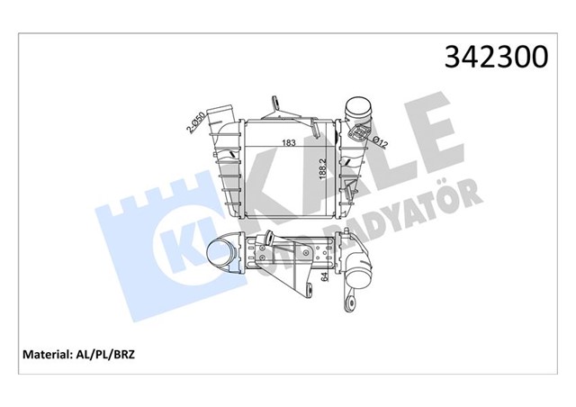 TURBO RADYATORU INTERCOOLER POLO 01 - 09 - IBIZA IV - FABIA 03 - 08 1.4TDI - 1.9TDI AL/PL/BRZ 200X202X62