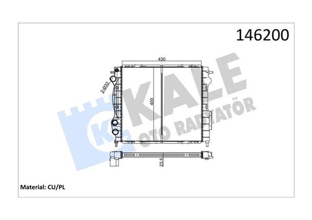 RADYATOR EXP - CLIO 1.2 - 1.4 BENZINLI 429X398X22 1 SIRA CU PL SISTEM