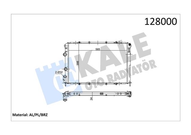 RADYATOR MGN I 95 - 99 SCENIC 00 - 03 1.6 - 2.0I - 1.9DTI AC MEK 585X397.5X34.5 1 SIRA ALB SISTEM
