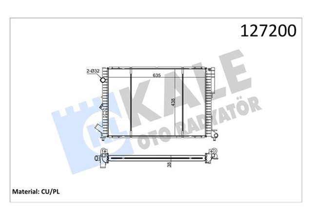 RADYATOR LGN 1.8 - 2.0 16V - 2.2 D ESPACE III 2.0 AC MEK OTOM 2 SIRA PA SISTEM 635X441X47