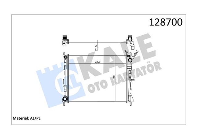RADYATOR CLIO III - MODUS - MICRA III 1.5 DCI - 1.2 16V - 1.4 - 1.6 AC KLIMASIZ MEK 2SIRA AL PL 494X403X18