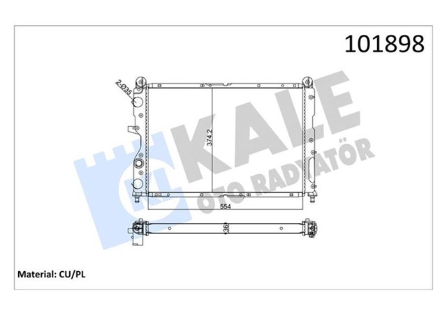 RADYATOR TMPR 2.0 I AC KLIMASIZ MEK 558X367X36 2 SIRA CU PL SISTEM