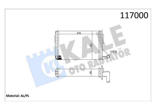 KALORIFER RADYATORU UNO 218X157X40 2 SIRA AL PL SISTEM