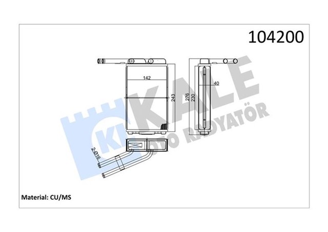 KALORIFER RADYATORU T12 - T15 2.5 KLIMASIZ 230X142X32 2 SIRA PA SISTEM