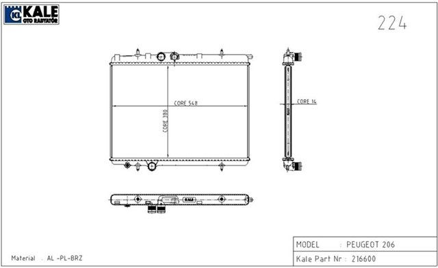 RADYATOR P206 1.1I 1 SIRA ALB SISTEM