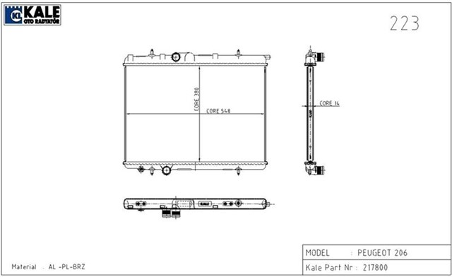 RADYATOR P206 1.1I 1 SIRA ALB SISTEM