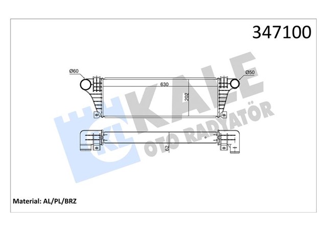 TURBO RADYATORU INTERCOOLER IVECO DAILY II AL - PL - BRZ 630X202X65