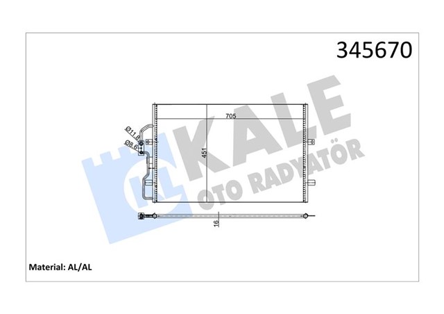 KLIMA KONDENSERI SCUDO - JUMPY - EXPERT 96 725X451X16 AL/AL