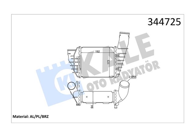 TURBO RADYATORU INTERCOOLER PASSAT 98 - 00 - A4 97 - 01 - SUPERB 02 - 03 2.5 TDI 192X172X62 AL/PL/BRZ