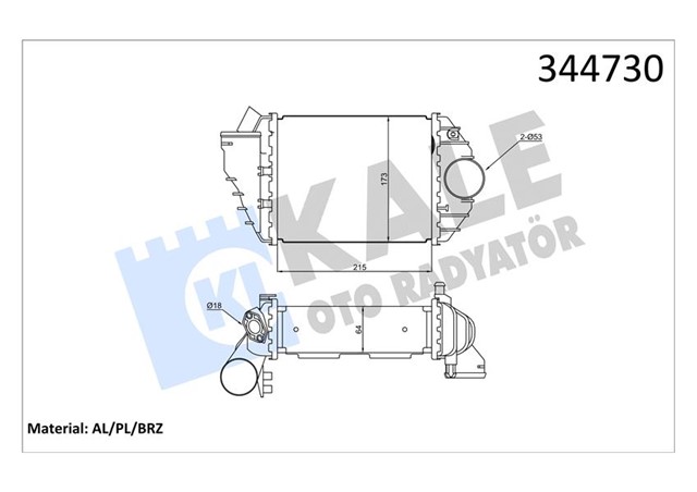 TURBO RADYATORU INTERCOOLER PASSAT 98 - 00 - A4 97 - 01 - SUPERB 02 - 03 2.5 TDI 215X172X62 AL/PL/BRZ