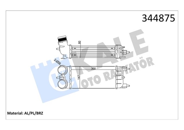 TURBO RADYATORU INTERCOOLER P508 SW 1.6 12 C5 III 1.6 THP 09 300X150X80 AL/PL/BRZ